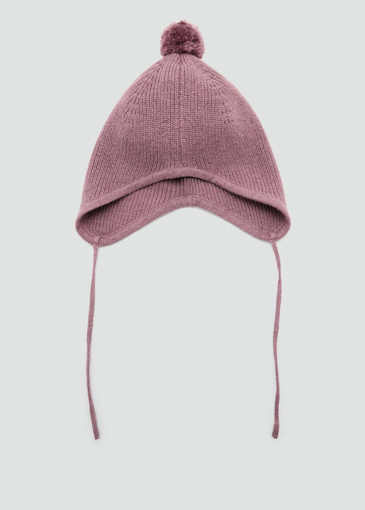 Pom pom cable-knit beanie — Burgundy