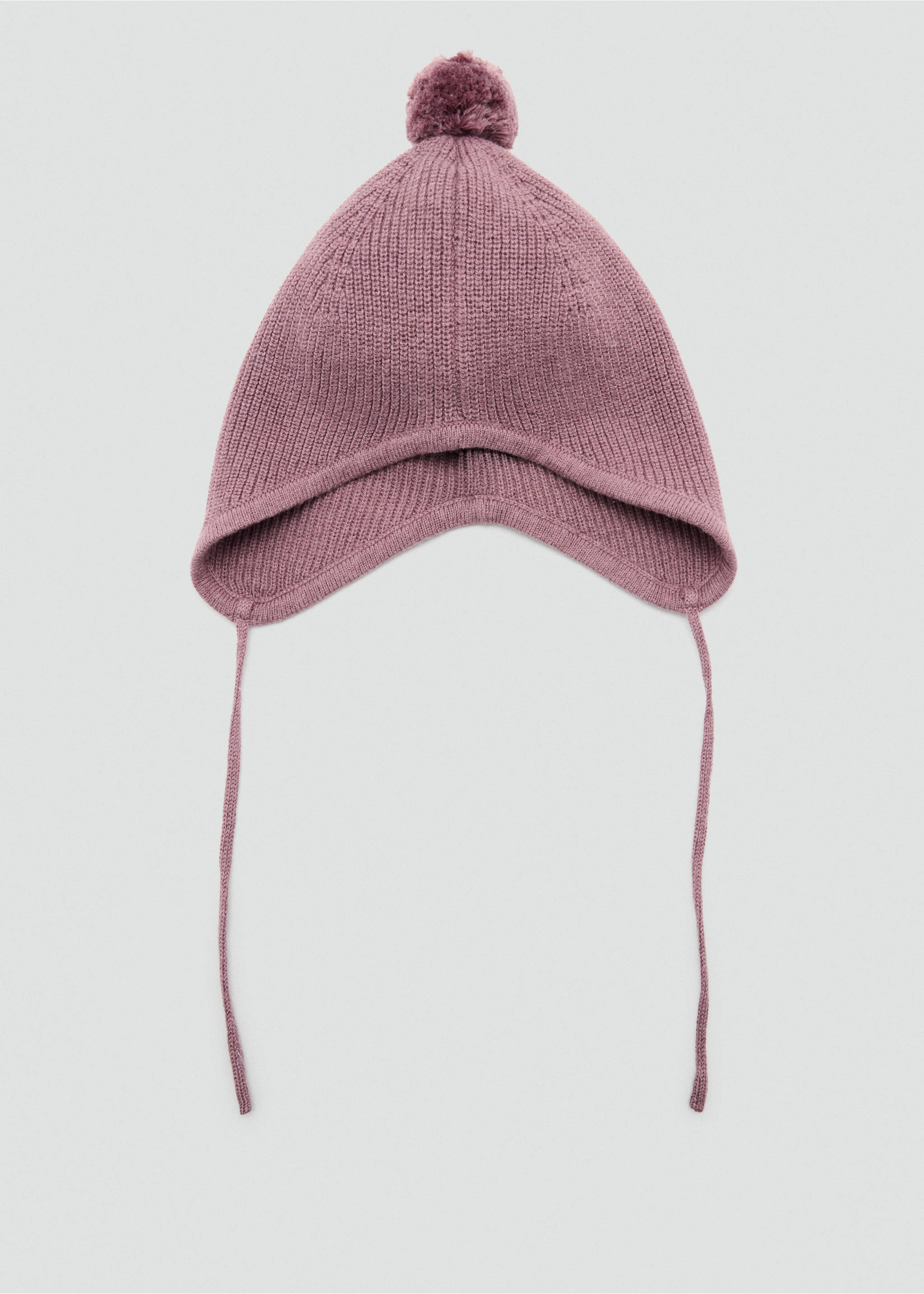 Pom pom cable-knit beanie - Details of the article 2, Burgundy. Ref: 37074421-00.