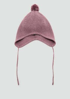 Pom pom cable-knit beanie — Burgundy 4
