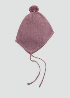 Pom pom cable-knit beanie — Burgundy 1