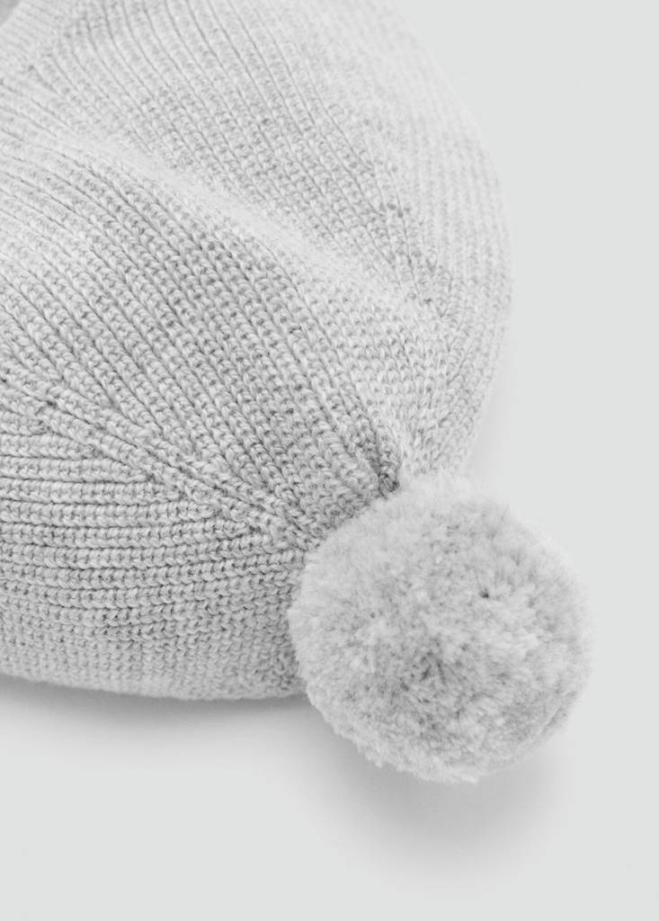 Pom pom cable-knit beanie — Medium Heather Grey