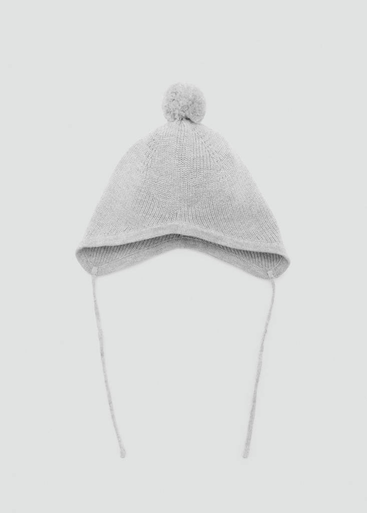 Pom pom cable-knit beanie — Medium Heather Grey