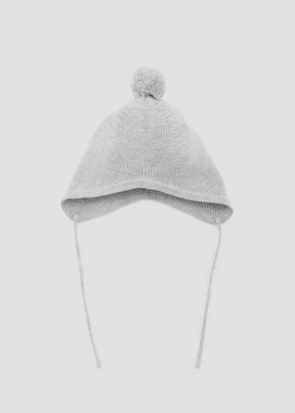Pom pom cable-knit beanie — Medium Heather Grey