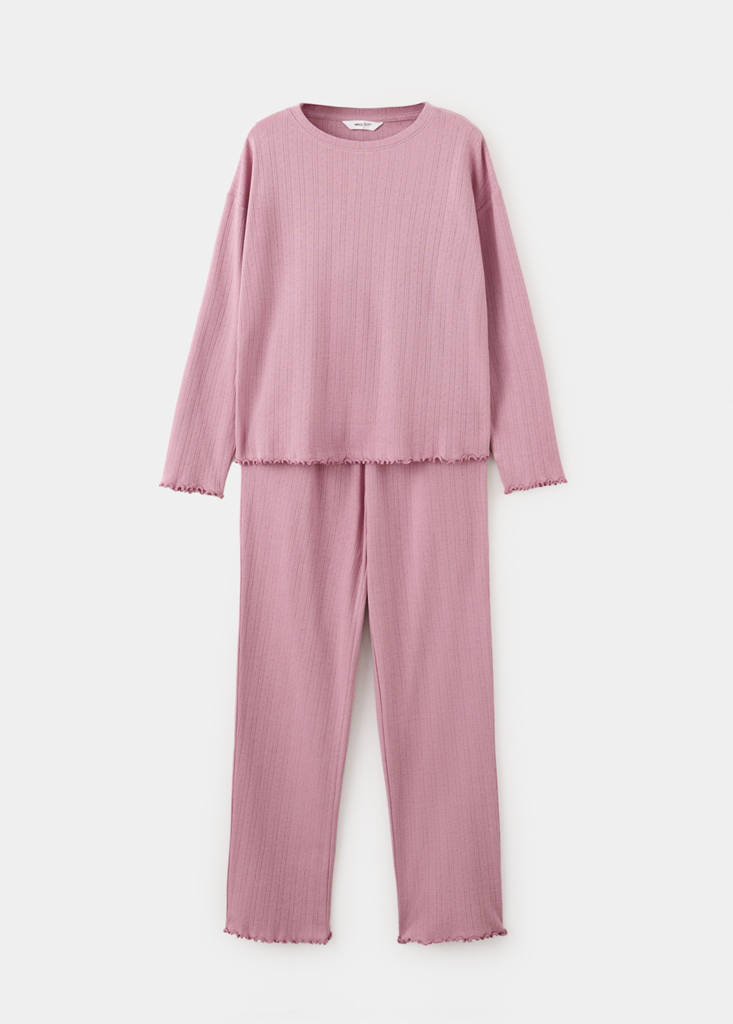 Long ribbed pyjama — Pink