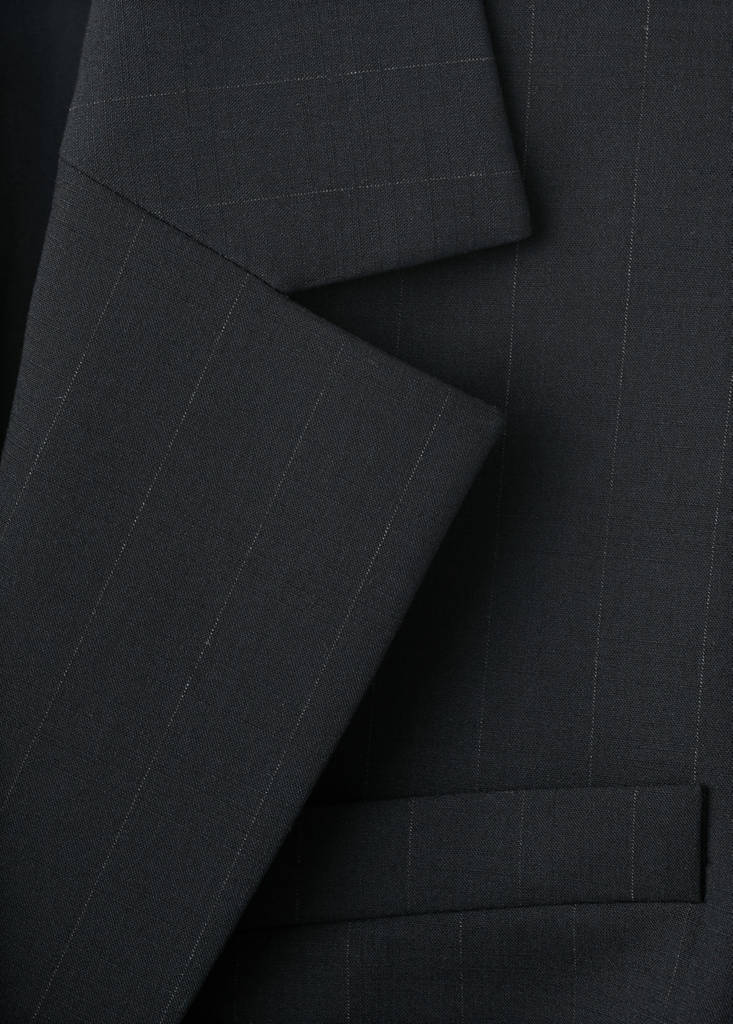 Pinstripe dress with lapel collar — Black