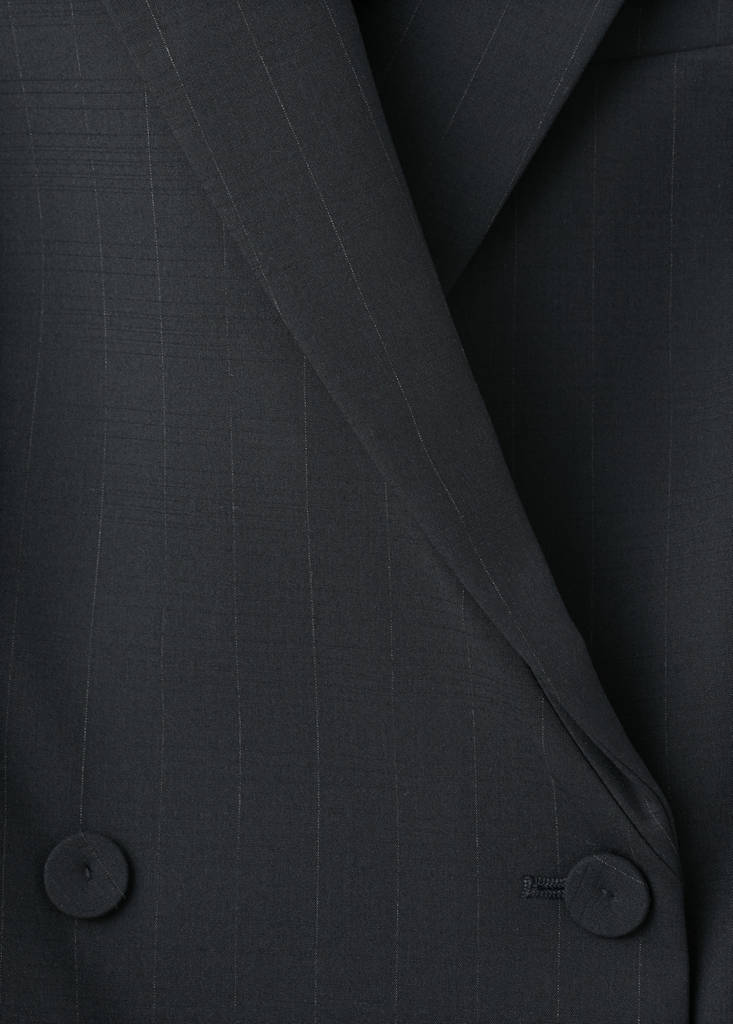 Pinstripe dress with lapel collar — Black