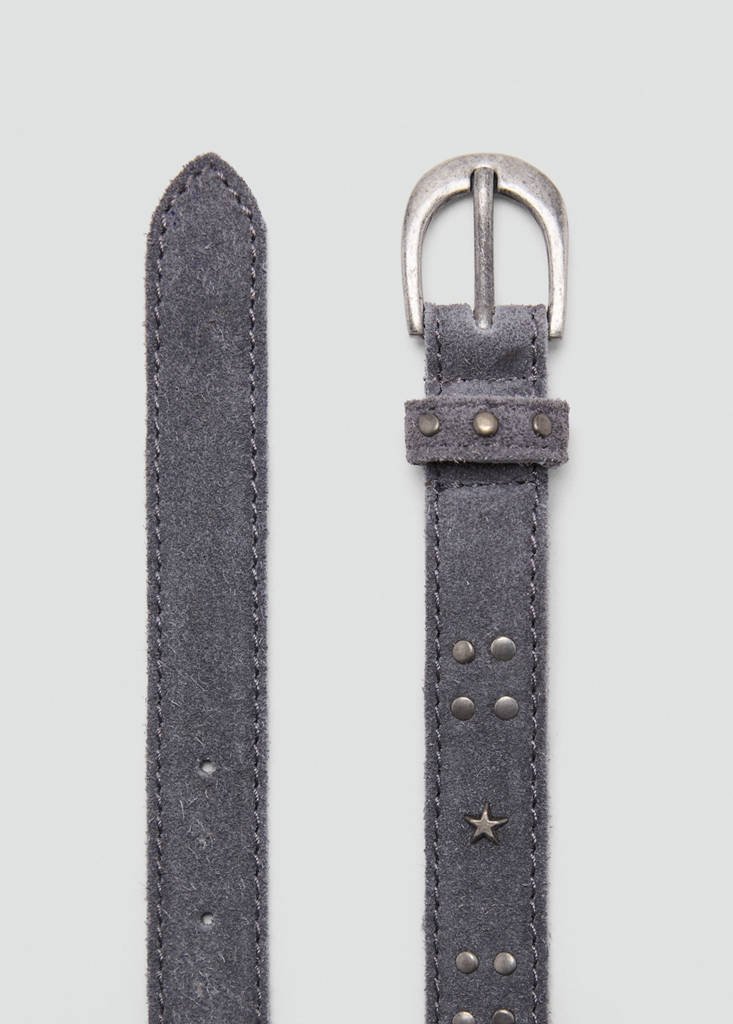 Stud leather belt — Grey