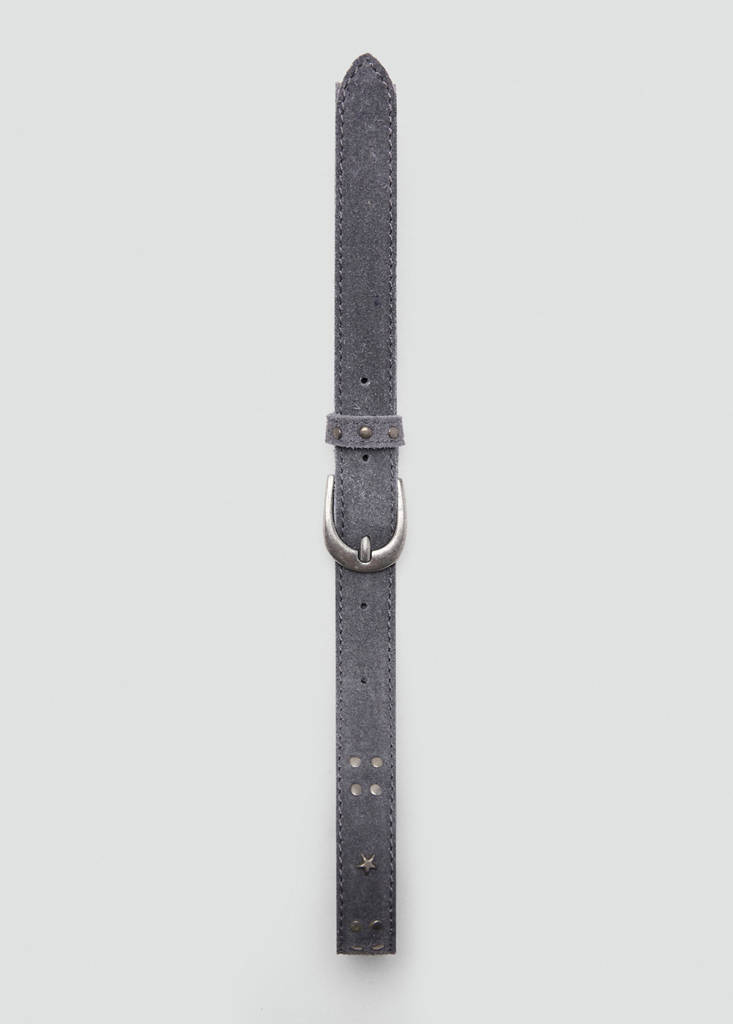 Stud leather belt — Grey