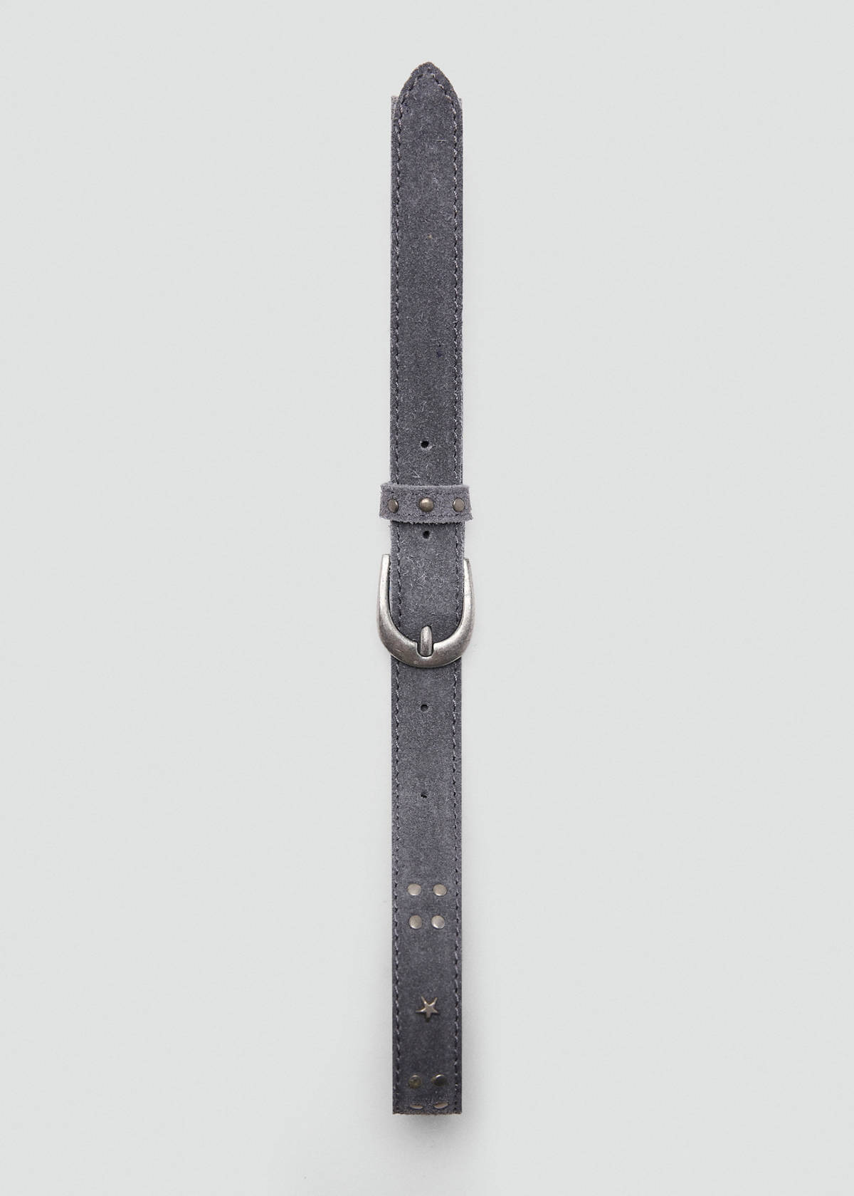Stud leather belt — Grey