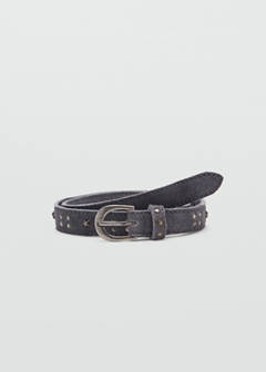 Stud leather belt — Grey 1