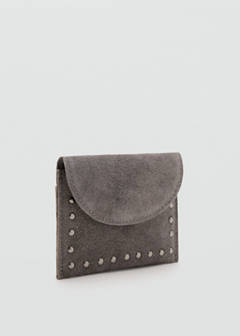 Suede cardholder with studs — Grey 2