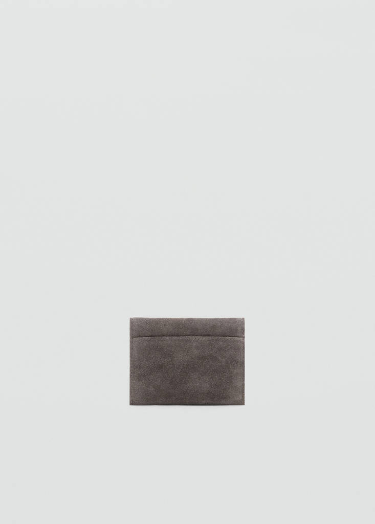 Suede cardholder with studs — Grey