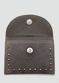 Suede cardholder with studs — Grey 4