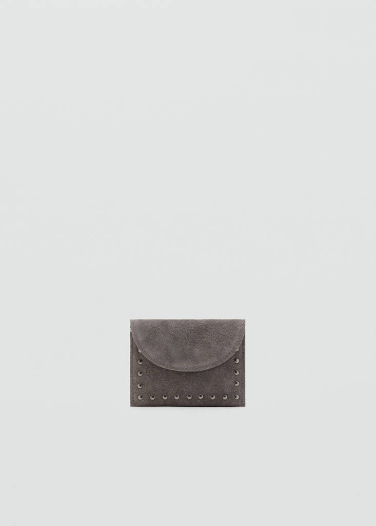 Suede cardholder with studs — Grey