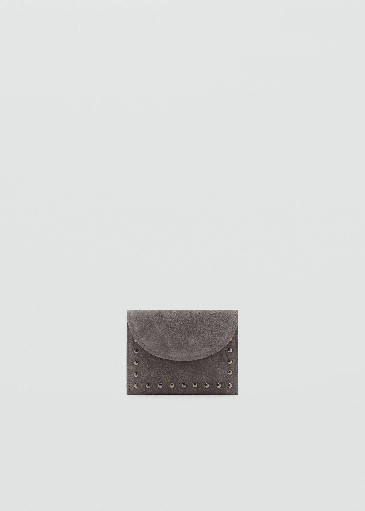 Suede cardholder with studs — Grey