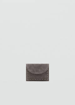 Suede cardholder with studs — Grey 1