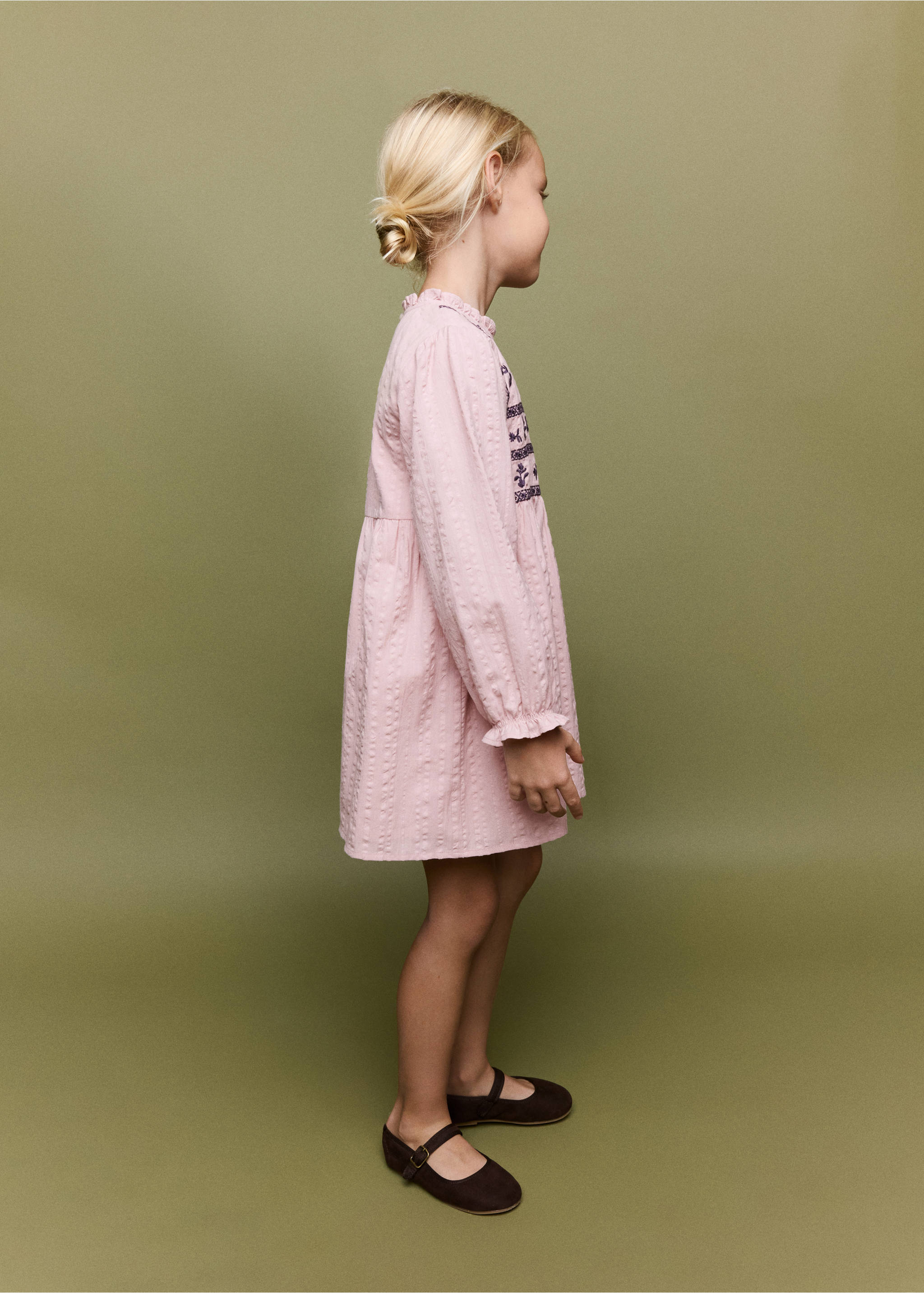 Cotton dress with embroidered details - General plane, Pink. Ref: 37074431-00.