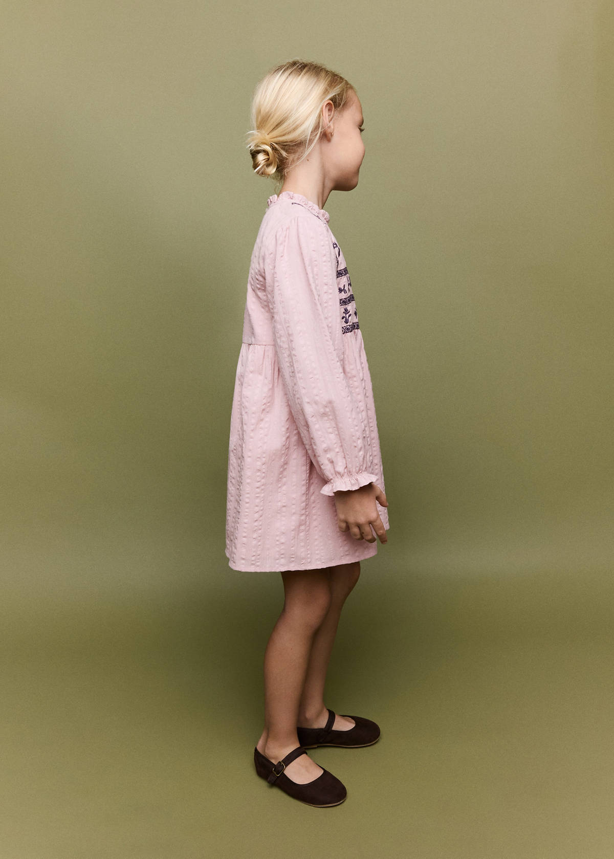 Cotton dress with embroidered details — Pink