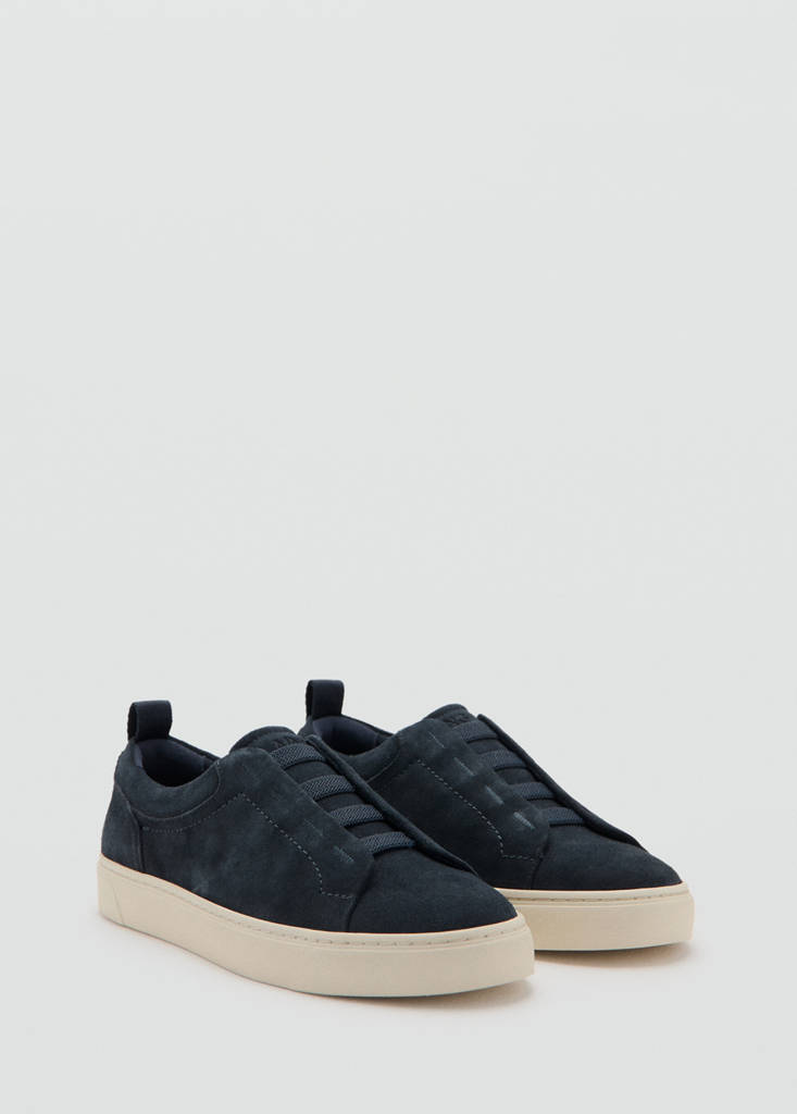 Suede leather trainer with Vibram® sole — Navy