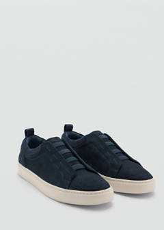 Suede leather trainer with Vibram® sole — Navy 2