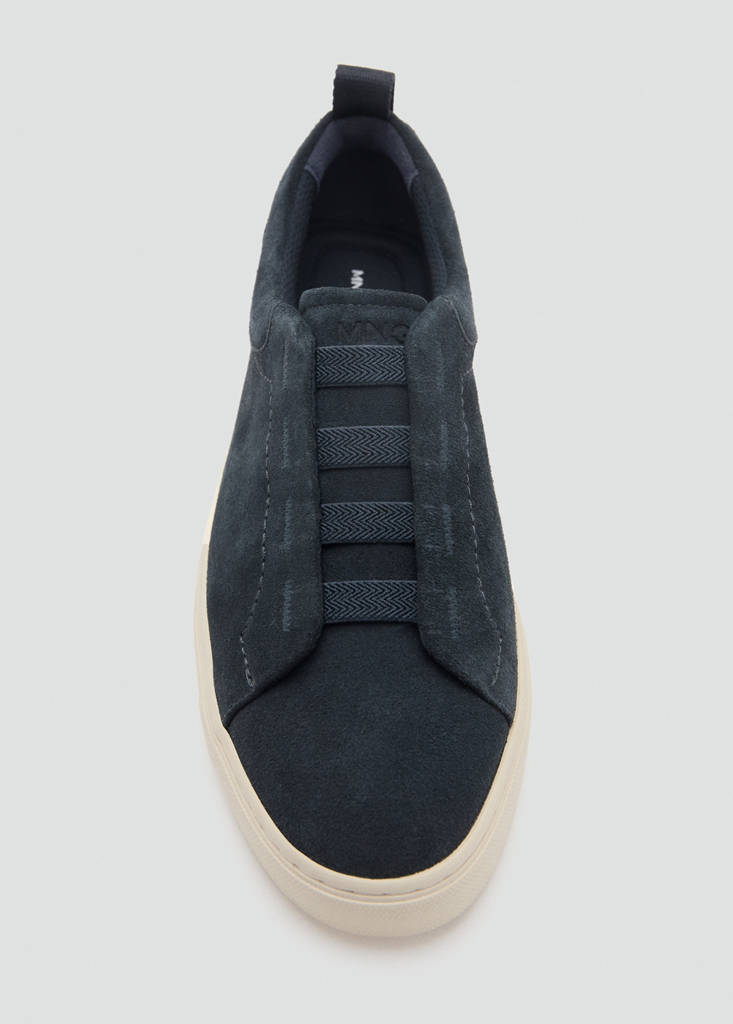 Suede leather trainer with Vibram® sole — Navy