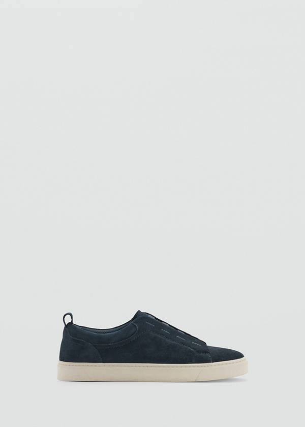 Suede leather trainer with Vibram® sole — Navy