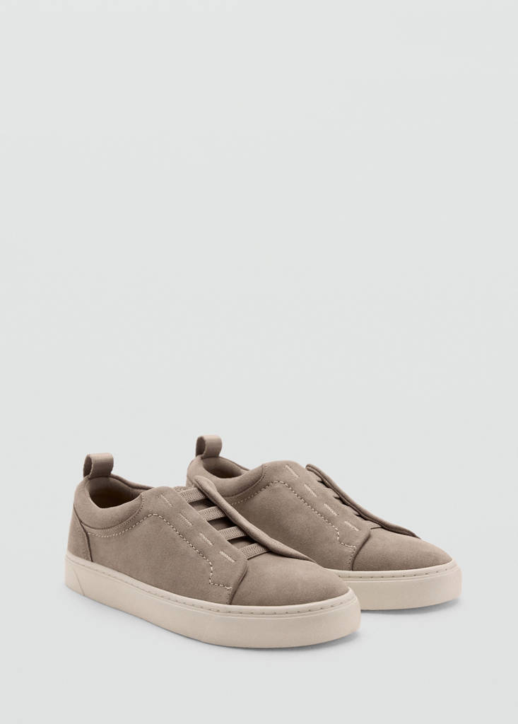Suede leather trainer with Vibram® sole — Light/Pastel Brown