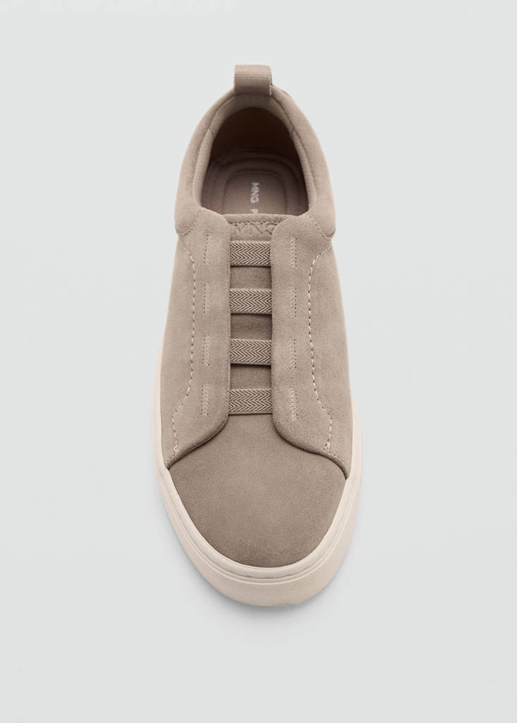 Suede leather trainer with Vibram® sole — Light/Pastel Brown