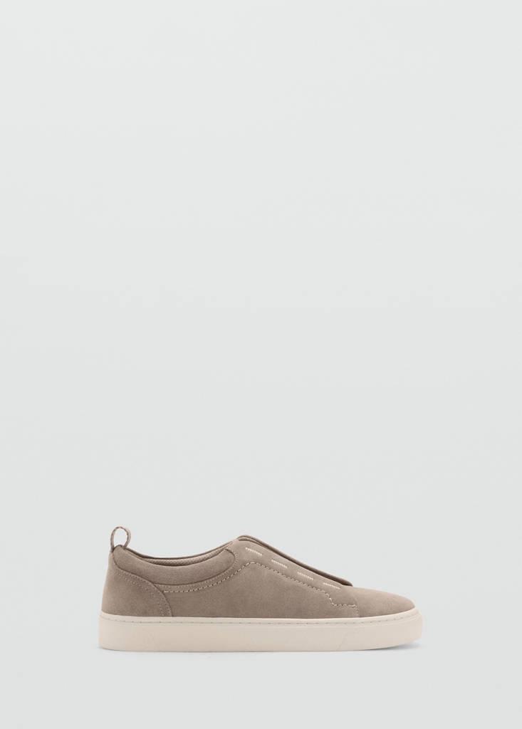 Suede leather trainer with Vibram® sole — Light/Pastel Brown