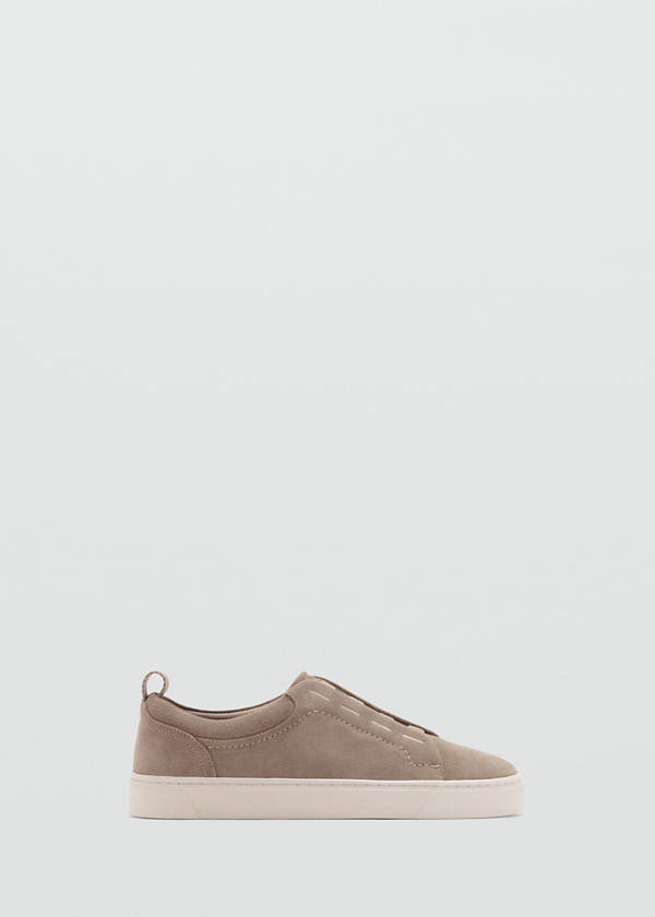 Suede leather trainer with Vibram® sole — Light/Pastel Brown