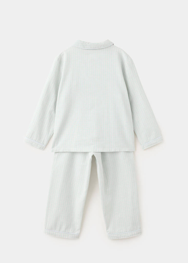 Set of long check pyjamas — Aqua Green
