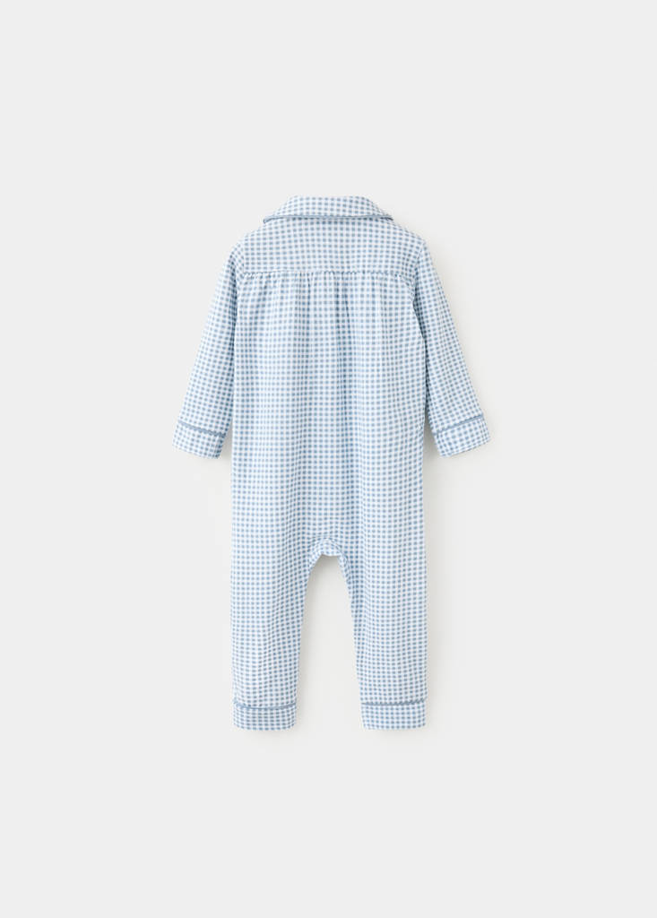 Gingham print pyjama onesie — Blue