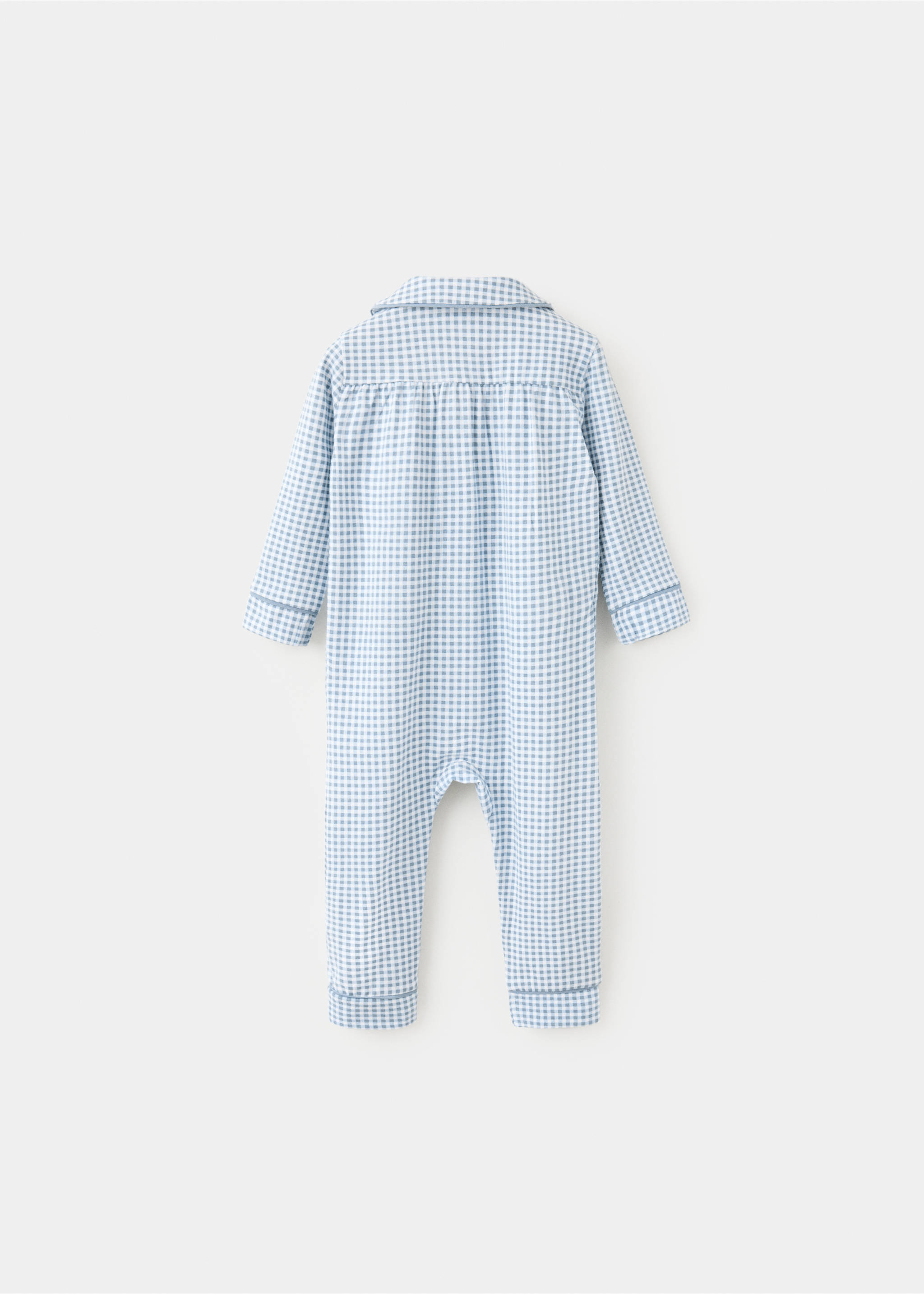Gingham print pyjama onesie - Reverse of the article, Blue. Ref: 37074435-00.