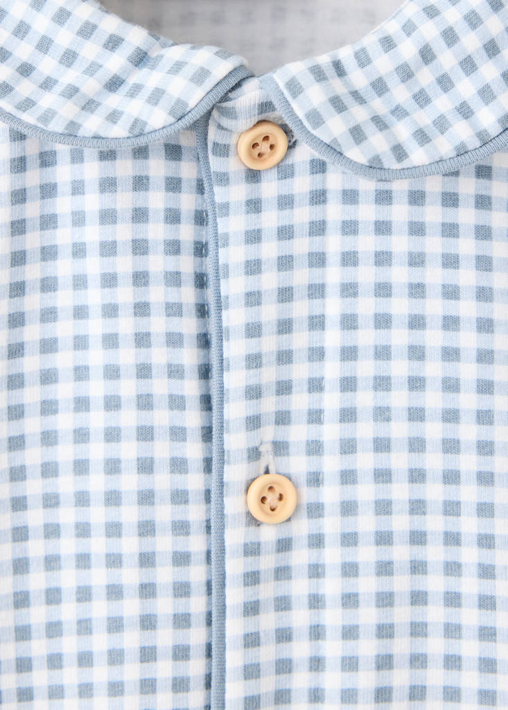 Gingham print pyjama onesie — Blue