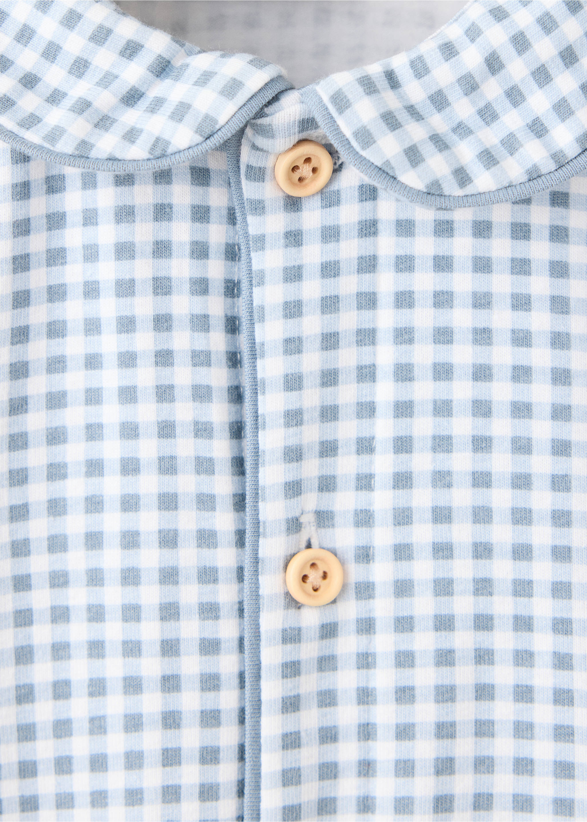 Gingham print pyjama onesie - Details of the article 8, Blue. Ref: 37074435-00.