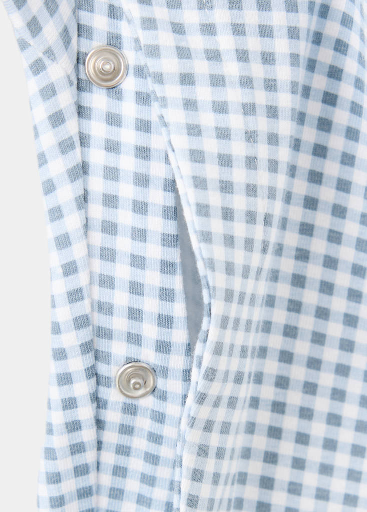 Gingham print pyjama onesie — Blue