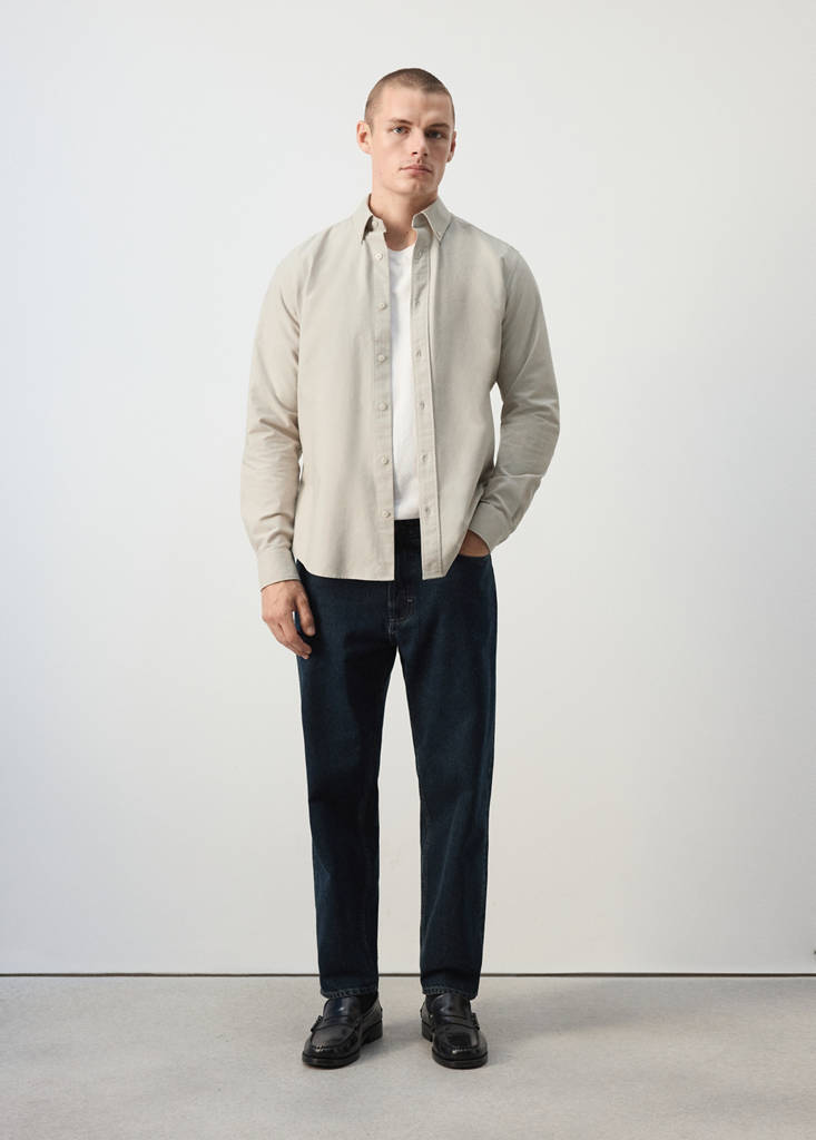 Koszula z tkaniny oxford z 100% bawełny błękitny - Mężczyzna - XL - MANGO MAN