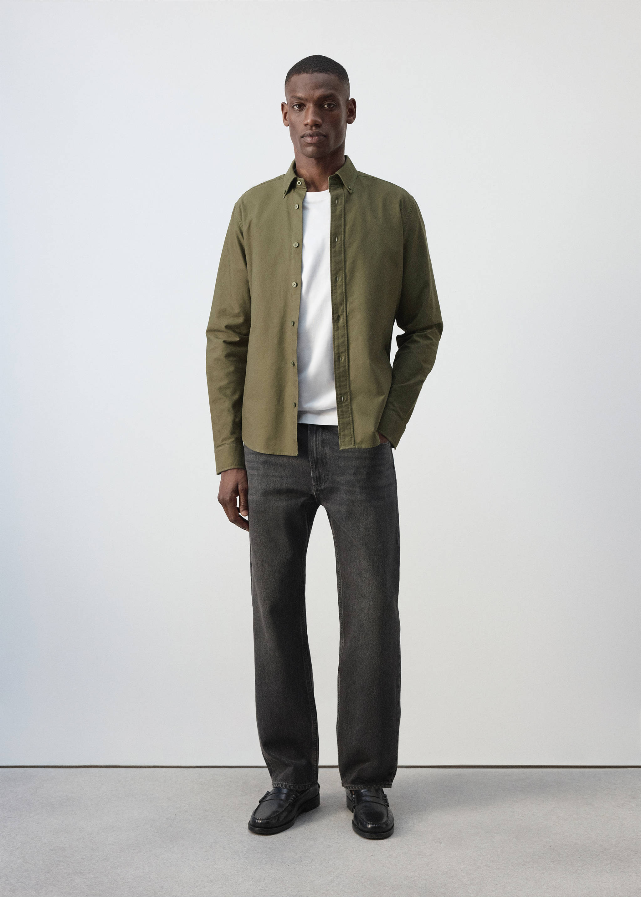 100% cotton Oxford shirt - General plane, Khaki. Ref: 37074438-00.