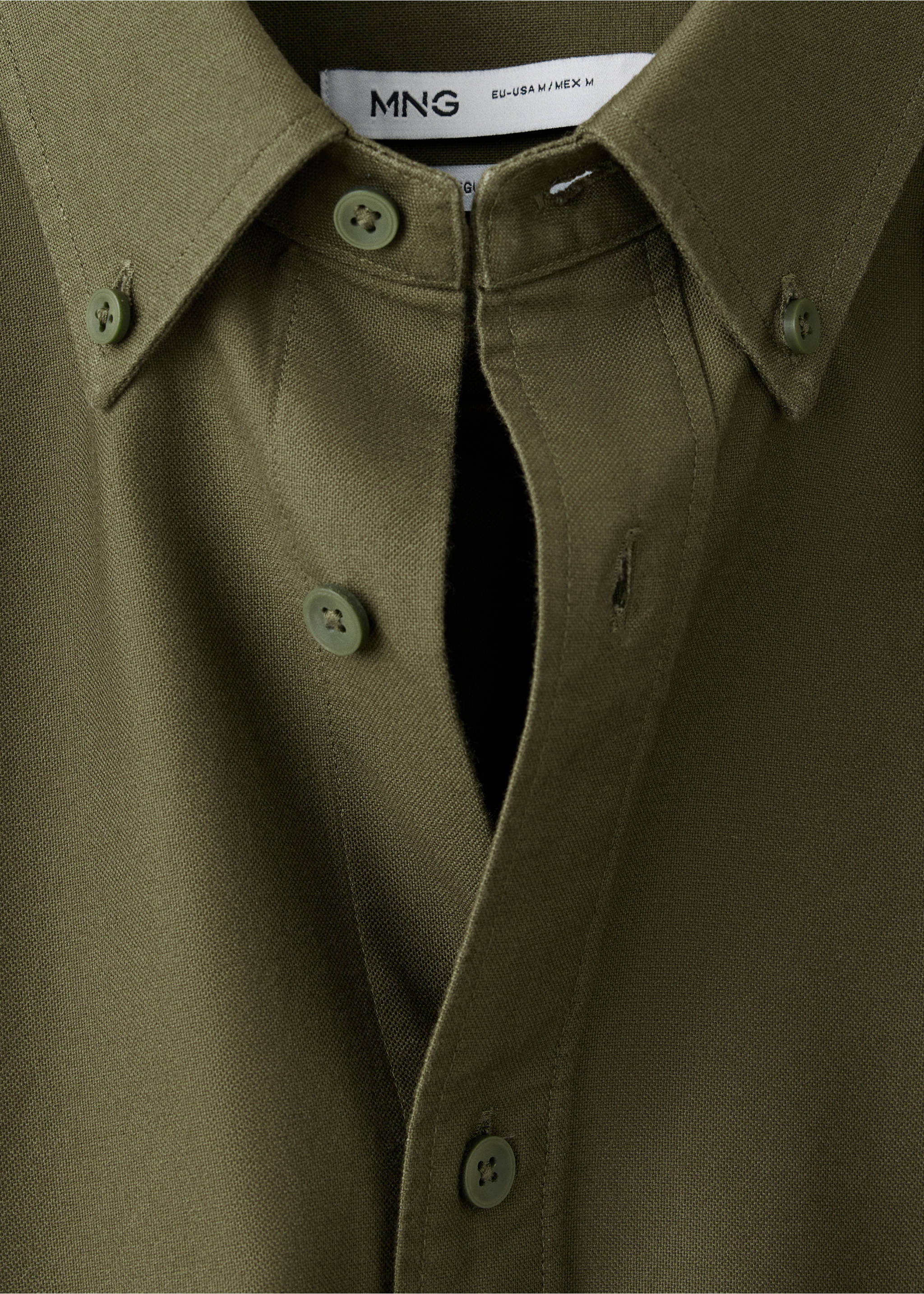 100% cotton Oxford shirt - Details of the article 8, Khaki. Ref: 37074438-00.