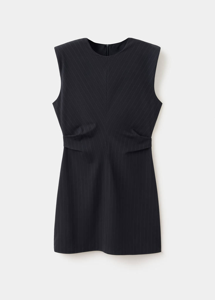 Pinstripe short dress — Navy
