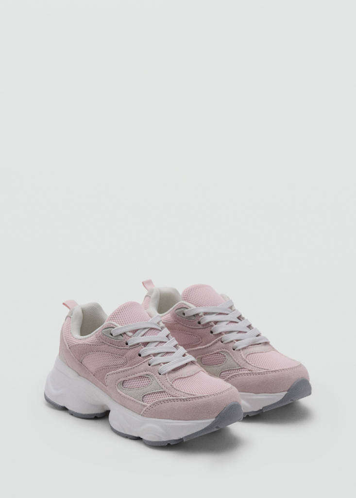 Two-tone lace-up trainers — Pastel Pink