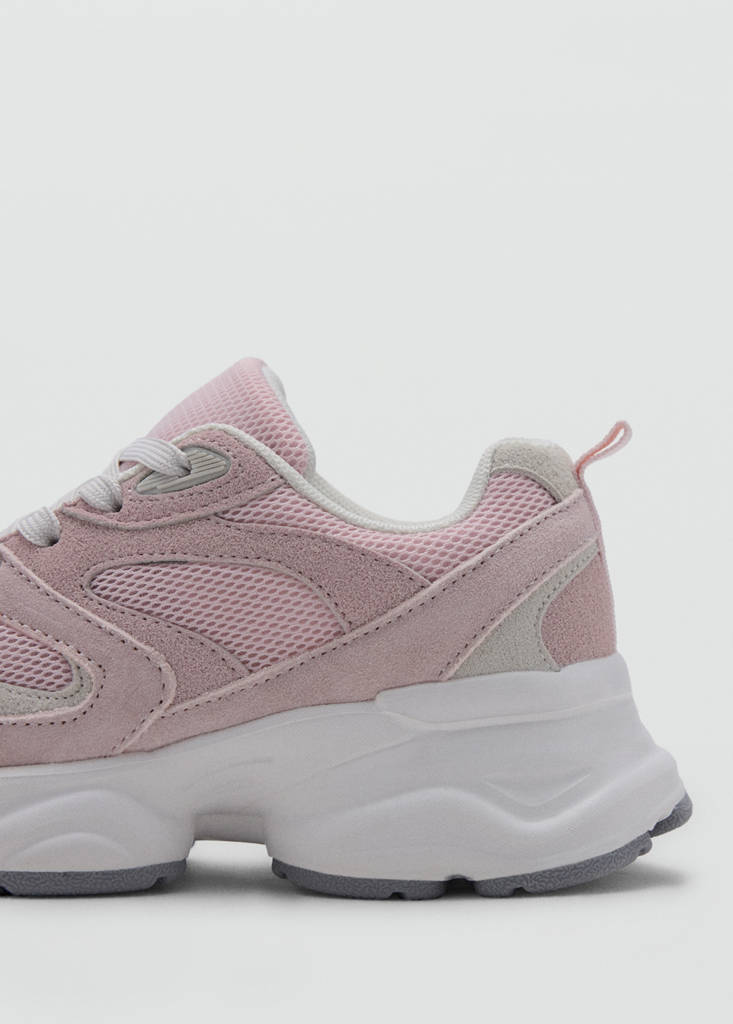 Two-tone lace-up trainers — Pastel Pink