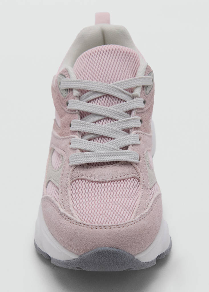 Two-tone lace-up trainers — Pastel Pink