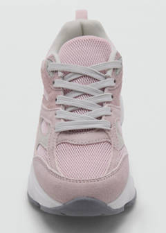 Two-tone lace-up trainers — Pastel Pink 4