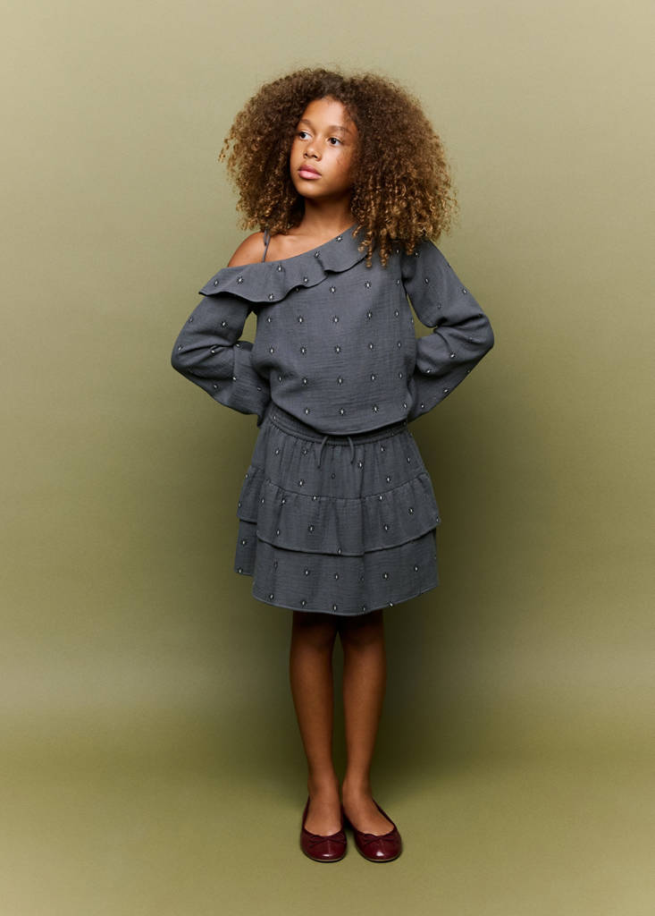 Printed ruffle skirt — Grey