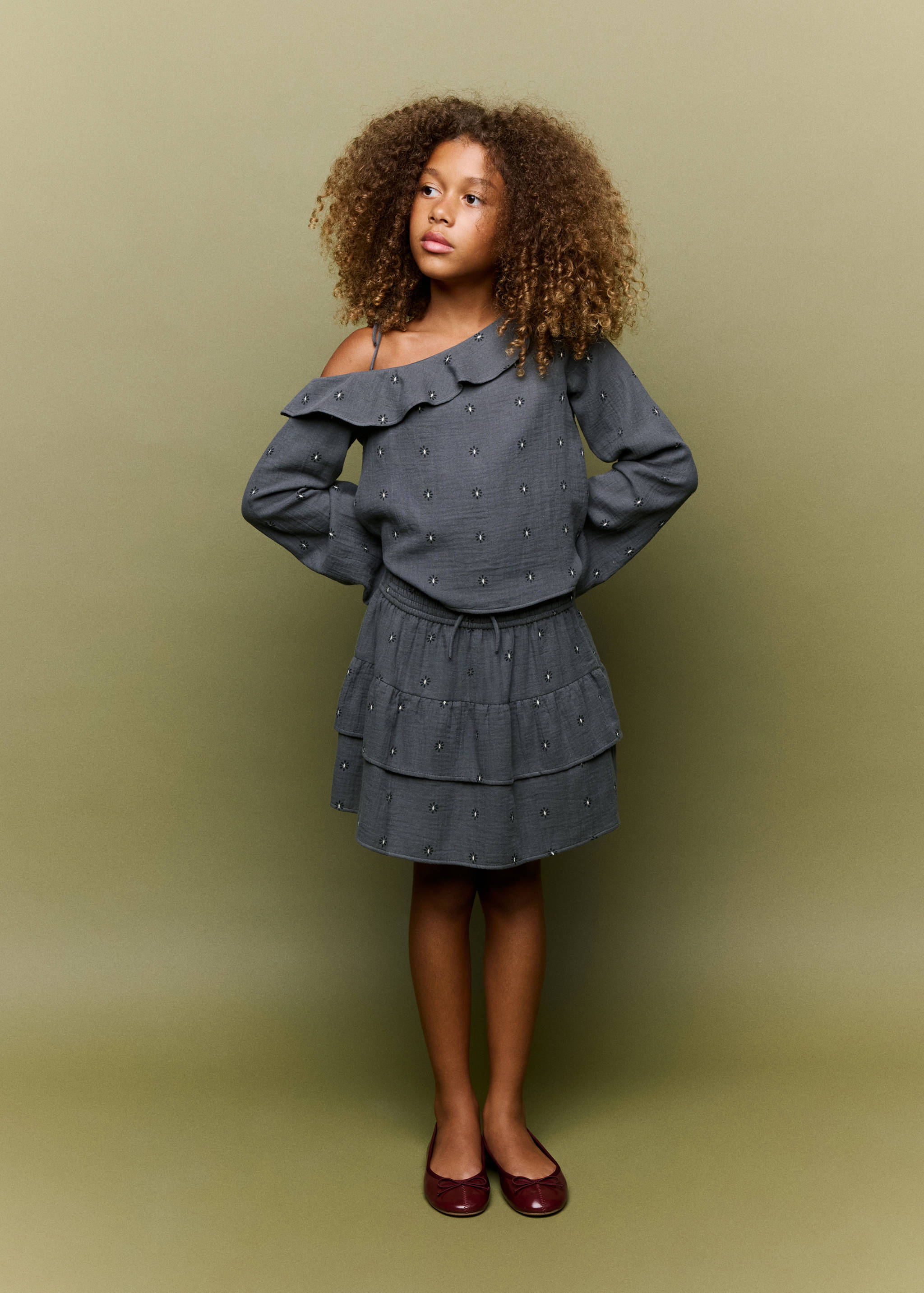 Printed ruffle skirt - General plane