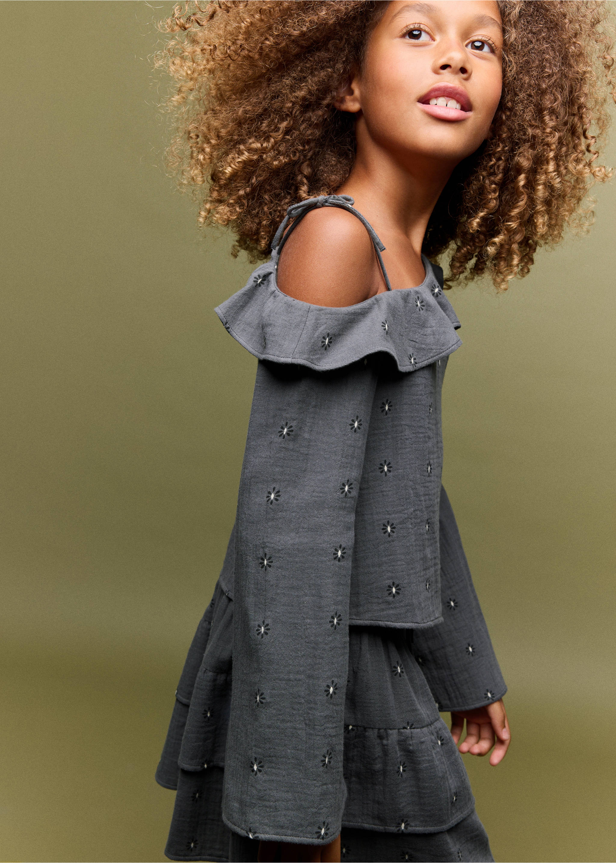 Printed ruffle skirt - Medium plane, Grey. Ref: 37074443-00.