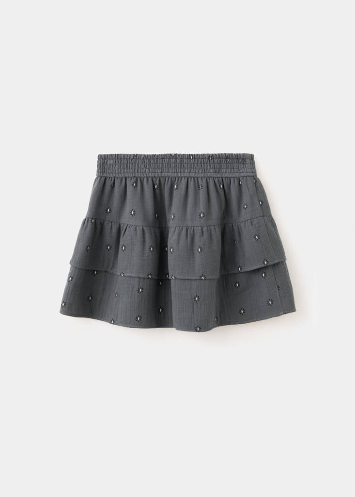 Printed ruffle skirt — Grey