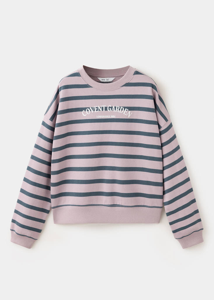 Striped sweatshirt with print detail — Light/Pastel Purple
