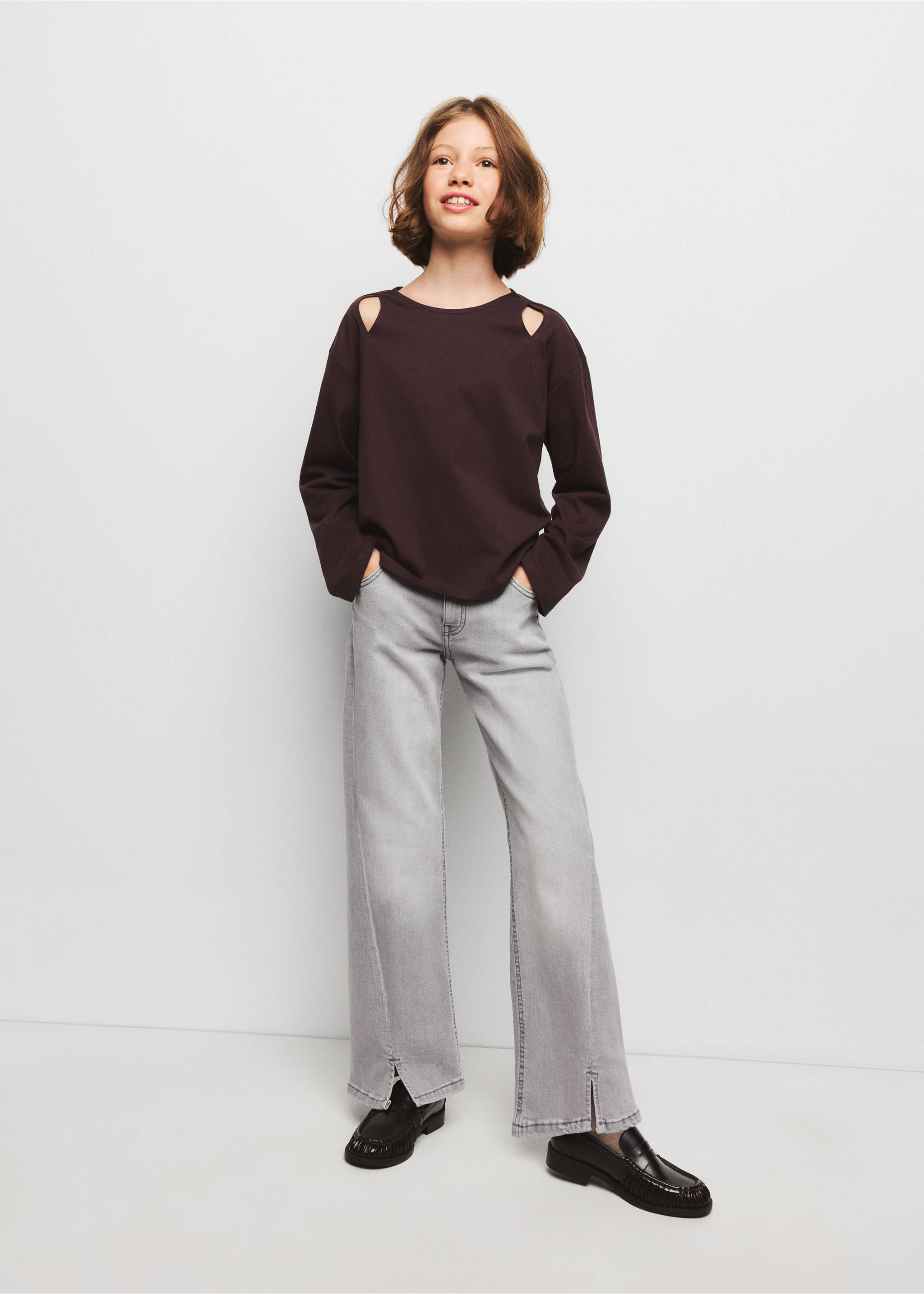 Flared jeans with stitched seams - General plane, Denim Grey. Ref: 37074446-00.
